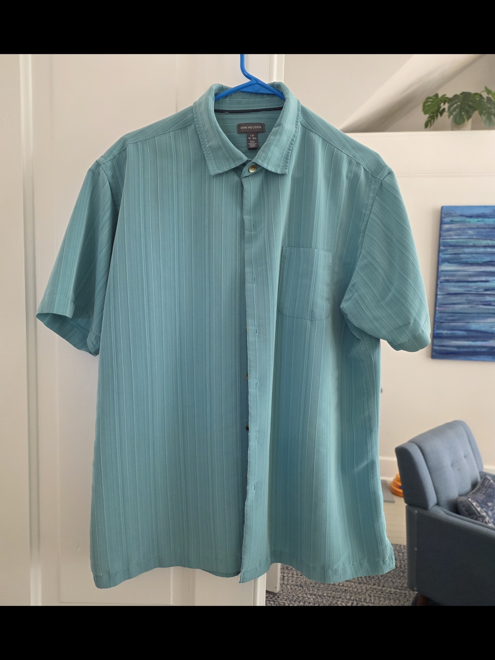 Men's Van Heusen Short Sleeve Button Up L